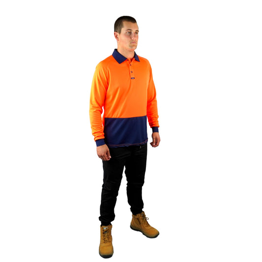 ELITE POLO LS ORANGE NAVY C502