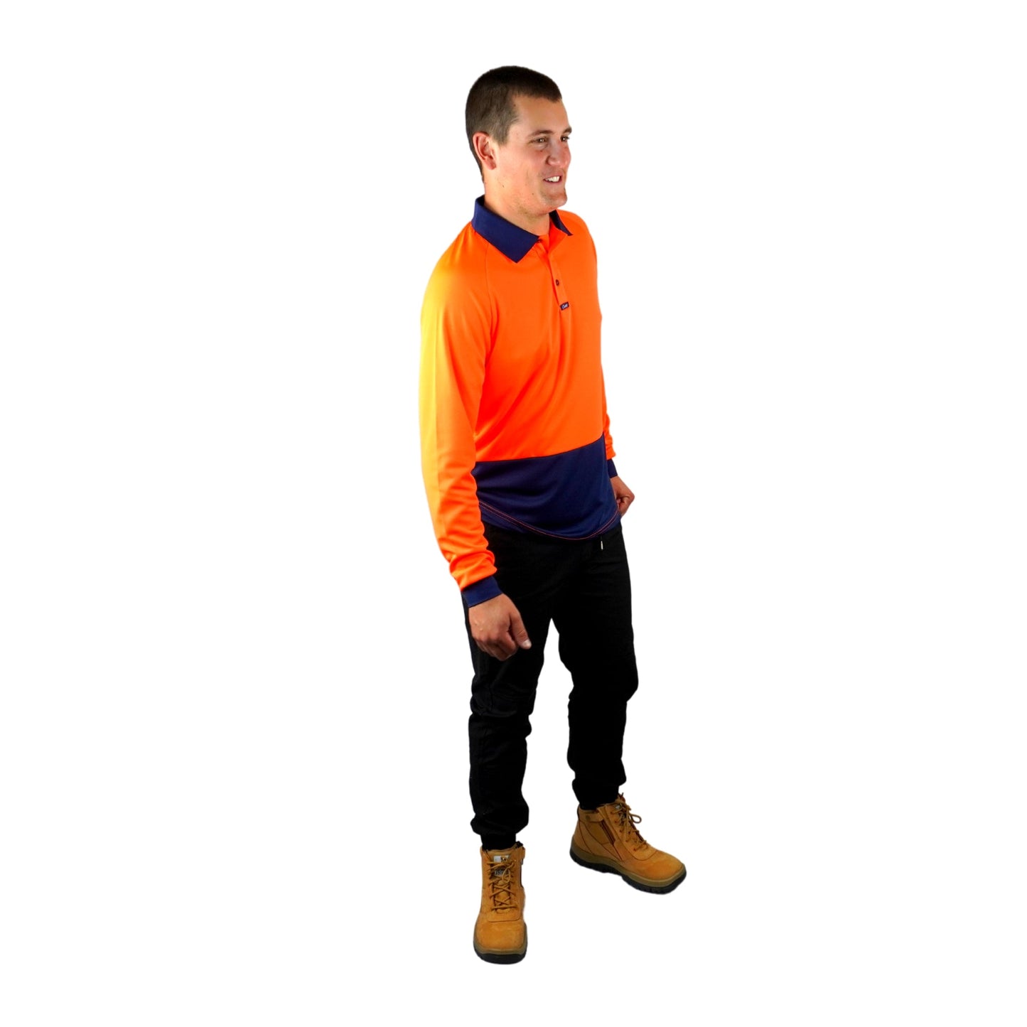 ELITE POLO LS ORANGE NAVY C502