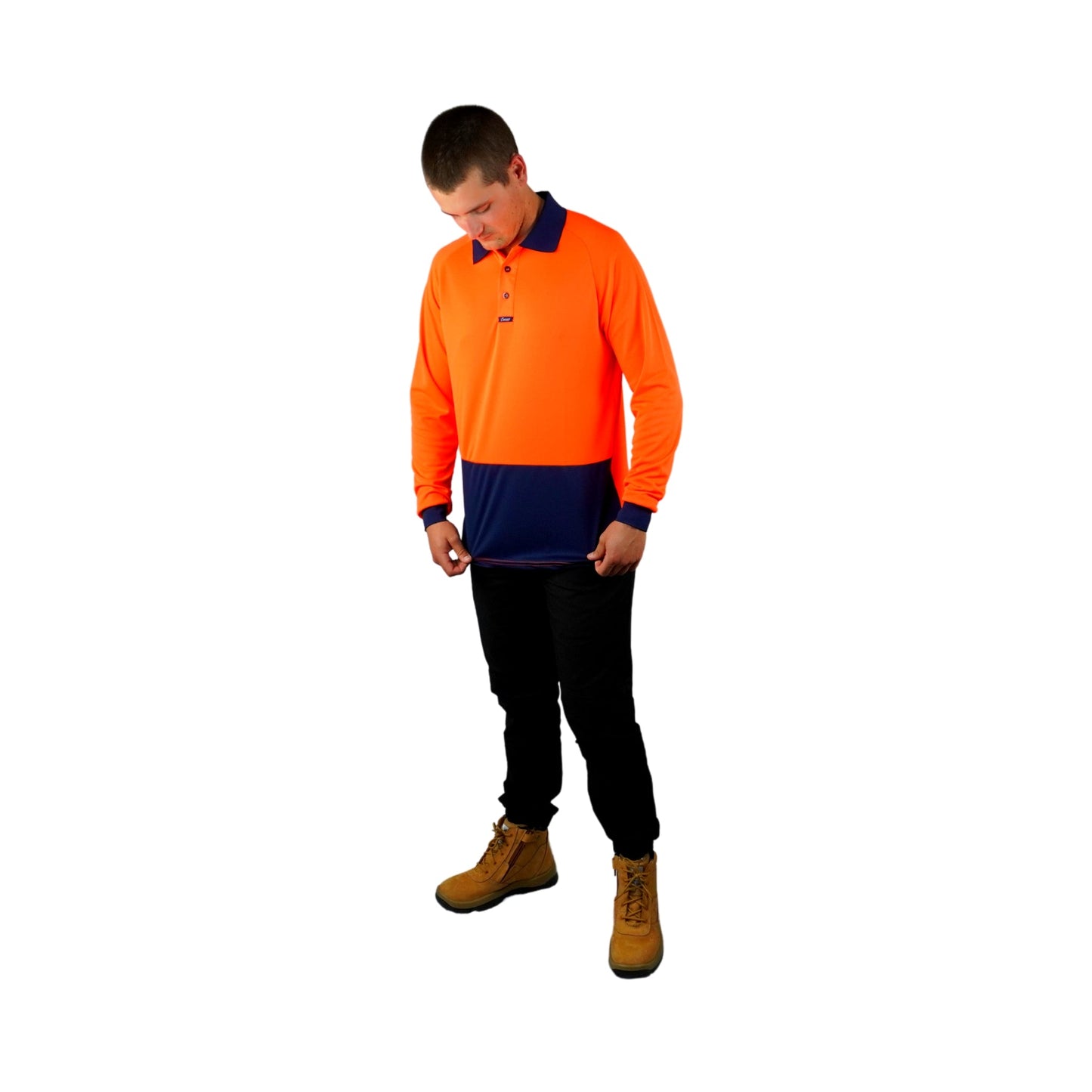 ELITE POLO LS ORANGE NAVY C502