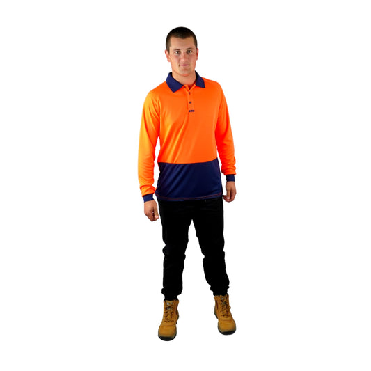 ELITE POLO LS ORANGE NAVY C502